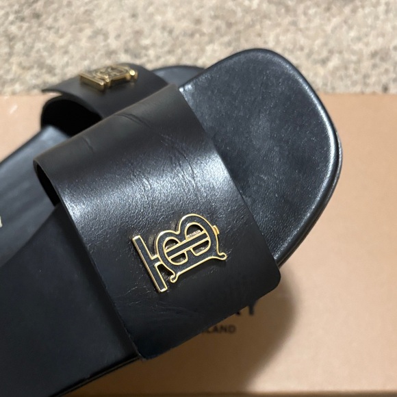 Burberry Black Slides with Gold Logo - Picture 6 of 16